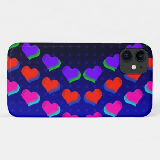 Kleurrijke regenboogharten op Black Cartoon Patter Case-Mate iPhone Case (Achterkant (horizontaal))