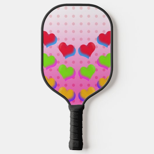 Kleurrijke regenboogharten op roze Cartoon Patroon Pickleball Paddle (Achterkant)