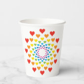 Kleurrijke regenboogharten papieren bekers (Achterkant)