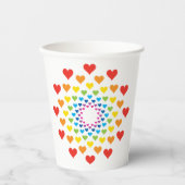 Kleurrijke regenboogharten papieren bekers (Voorkant)
