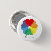 Kleurrijke regenboogharten ronde button 3,2 cm (Voorkant /achterkant)