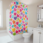 Kleurrijke regenboogharten Valentijnse Douchegordijn (In situ)