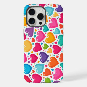 Kleurrijke regenboogharten Valentijnse iPhone 15 Pro Max Case