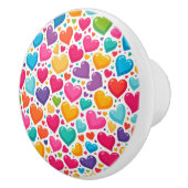 Kleurrijke regenboogharten Valentijnse Keramische Knop (Rechts)