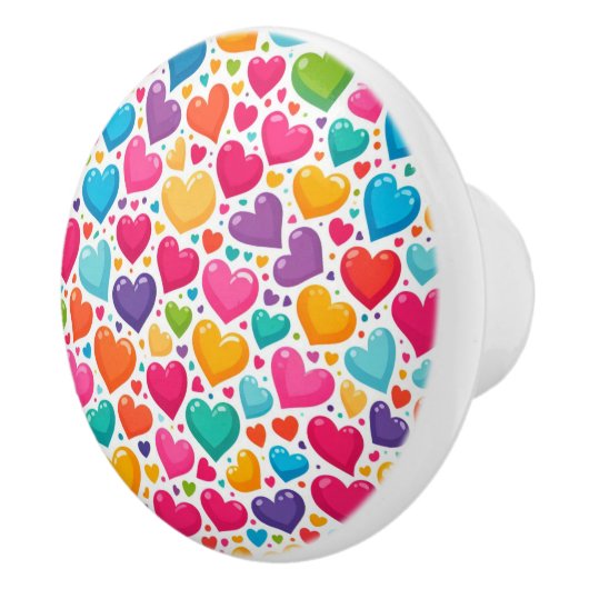 Kleurrijke regenboogharten Valentijnse  Keramische Knop (Rechts)