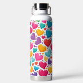Kleurrijke regenboogharten Valentijnse Waterfles (Achterkant)