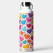 Kleurrijke regenboogharten Valentijnse Waterfles (Voorkant)