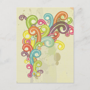 kleurrijke regenboogkleur retro krullen ontwerp briefkaart