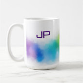 Kleurrijke regenboogkleuren Elegant Monogram Sjabl Koffiemok (Links)