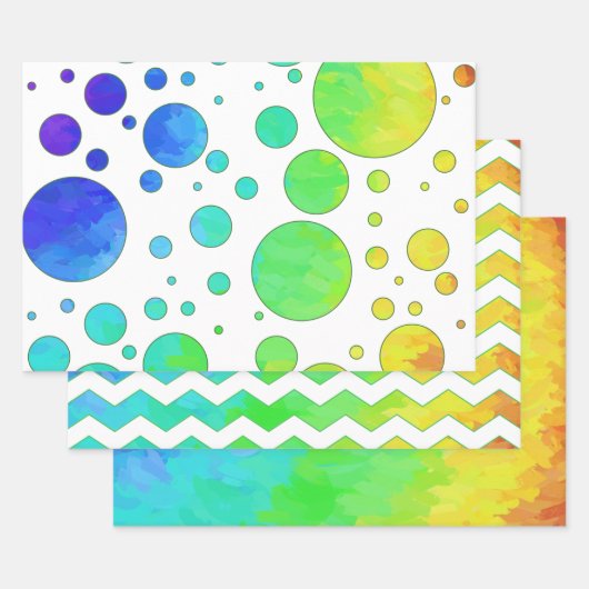 Kleurrijke regenboogkleuren, gecoördineerde patron inpakpapier vel (Set)