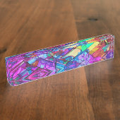 Kleurrijke regenboogkleuren naambordje (Zijkant)