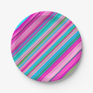 Kleurrijke Regenboogkleuren Strepen Patroon-21056 Papieren Bordje