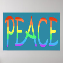 Kleurrijke regenboogkleuren Vrede Word-Posters