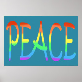 Kleurrijke regenboogkleuren Vrede Word-Posters Poster