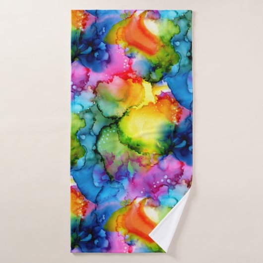 Kleurrijke regenboogkleurige Abstracte tinteloog Bad Handdoek (Badhanddoek)