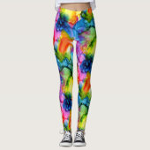 Kleurrijke regenboogkleurige Abstracte tinteloog Leggings (Voorkant)