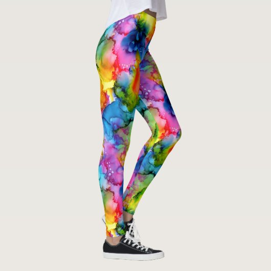 Kleurrijke regenboogkleurige Abstracte tinteloog Leggings (Rechts)