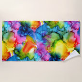 Kleurrijke regenboogkleurige Abstracte tinteloog Strandlaken (Voorkant)