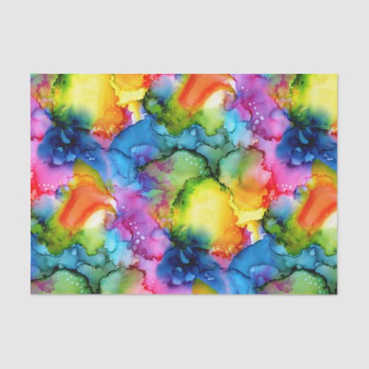 Kleurrijke regenboogkleurige Abstracte tinteloog Tissuepapier (Voorkant)