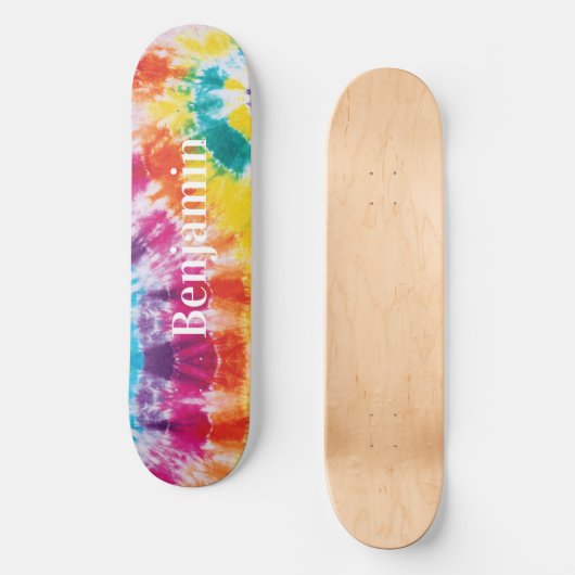 Kleurrijke regenboogkleurige kleurstof Aangepaste Persoonlijk Skateboard (Voorkant)