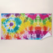 Kleurrijke regenboogkleurige kleurstof Aangepaste  Strandlaken (Voorkant)