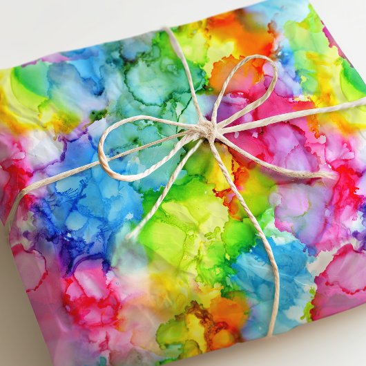 Kleurrijke regenboogkleurige kleurstofinkt tissuepapier