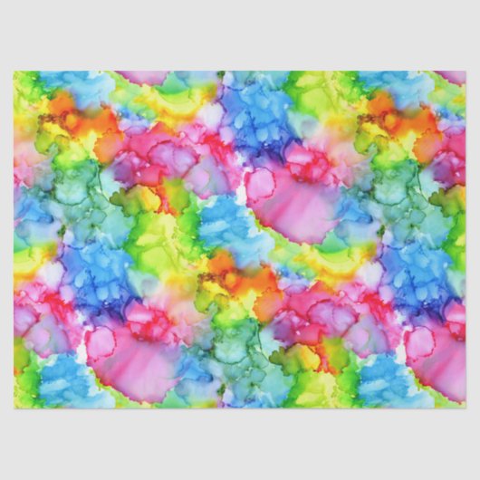 Kleurrijke regenboogkleurige kleurstofinkt tissuepapier (Voorkant)