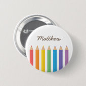 Kleurrijke regenboogkleurige Pencils School Kinder Ronde Button 5,7 Cm (Voorkant /achterkant)