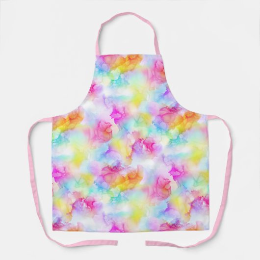Kleurrijke regenboogkleurige Waterverf Inkt Schort (Voorkant)