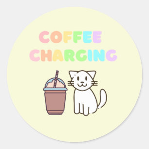 Kleurrijke regenboogkoffie en klassieke ronde stic sticker
