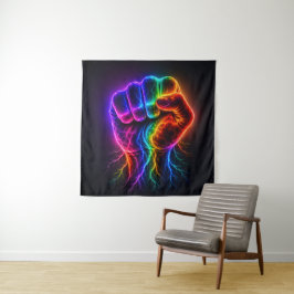 Kleurrijke Regenboogkrachtvuist met Elektrische En Wandkleed