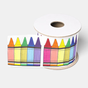 Kleurrijke regenboogkrayons Kunstleraar Grosgrain Lint