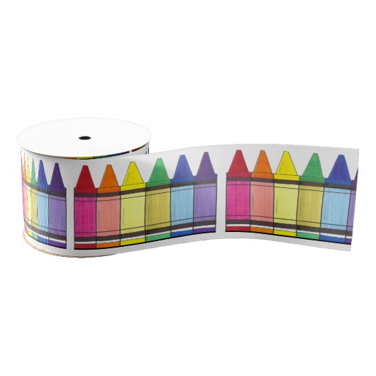 Kleurrijke regenboogkrayons Kunstleraar Grosgrain Lint (Spoel)