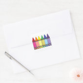 Kleurrijke regenboogkrayons School Art leraar Vierkante Sticker (Envelop)