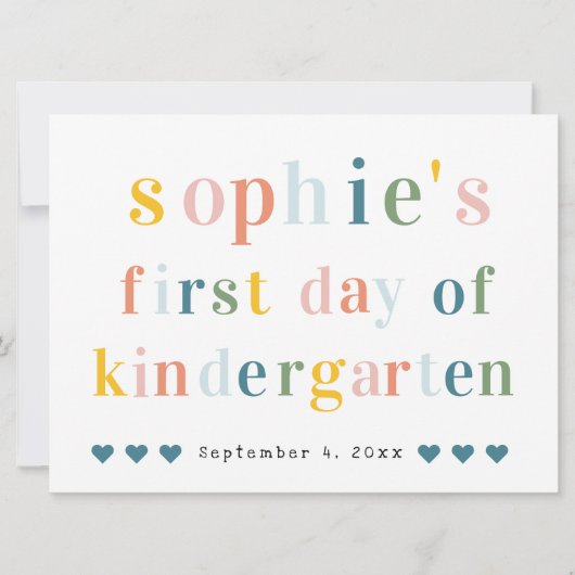 Kleurrijke regenboogletters | 1e Dag van het Schoo Kaart (Voorkant)