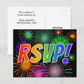 Kleurrijke regenboogletters "RSVP!", vuurwerkpatro Briefkaart (Voorkant / Achterkant)