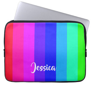 Kleurrijke regenbooglijnen laptop sleeve