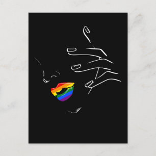 Kleurrijke regenbooglips Pride Gay Lesbian Queer Briefkaart