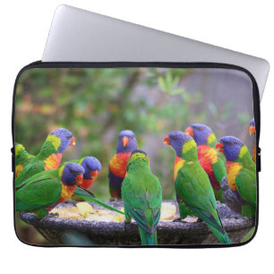 Kleurrijke Regenbooglori's Papegaaien Eten Laptop Sleeve