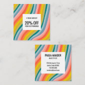 Kleurrijke regenboogminimalistische strepen handge kortingskaartje (Voorkant / Achterkant)