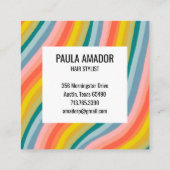 Kleurrijke regenboogminimalistische strepen handge kortingskaartje (Achterkant)