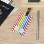 Kleurrijke regenboogmonogram Naam Waterverf Stripe Bagagelabel<br><div class="desc">Voeg een naam en een initiaal toe aan deze kleurrijke regenboogwaterverf streept bagagelabel aan creëer een uniek geschenk van een soort vakantie,  of behandel jezelf in een helder en gedurfd monogramme bagagelabel voor je volgende avontuur</div>