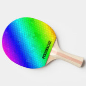 Kleurrijke regenboogmozaïek pingpongpeddel met naa tafeltennisbatje (Zijkant)