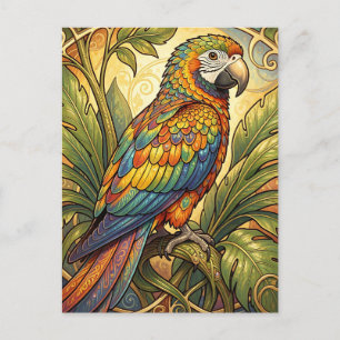 Kleurrijke Regenboogpapegaai Art Nouveau Briefkaart