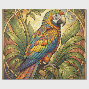 Kleurrijke Regenboogpapegaai Art Nouveau Cadeaupapier
