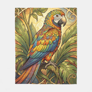 Kleurrijke Regenboogpapegaai Art Nouveau Fleece Deken
