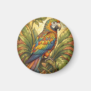 Kleurrijke Regenboogpapegaai Art Nouveau Magneet