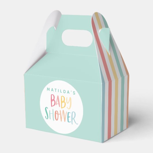 Kleurrijke regenboogpartij baby shower bedankdoosjes (Voorkant Zijde)