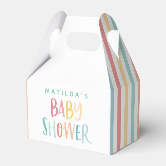 Kleurrijke regenboogpartij baby shower bedankdoosjes (Voorkant Zijde)