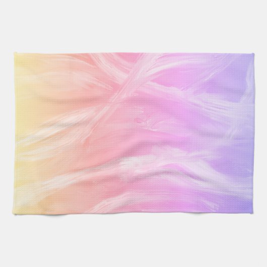 Kleurrijke regenboogpenselen Roze Abstracte kunst Theedoek (Horizontaal)